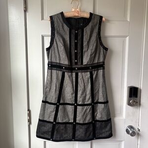 ANNA SUI for Target Black and Gray Velvet Edgy Grommet Mini Dress Size 13